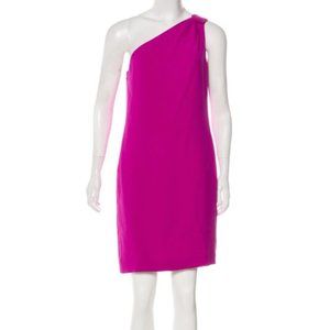 Tory Burch fuchsia silk one-shoulder mini dress, size 2